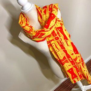 Hawaii Yellow Red Print Bright Safari Tribal Hawaiian Made Projects Scarf